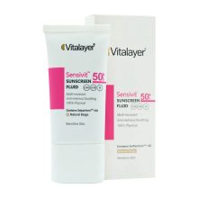فلوئید ضد آفتاب رنگی بژ طبیعی اس پی اف 50 مناسب پوستهای حساس  سنسی ویت 50 میل  ـ ویتالیر