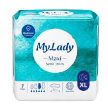 نوار بهداشتی بالدار مکسی نیمه ضخیم همیشه خشک خیلی بزرگ شب 7 عددی ـ مای لیدی