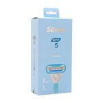 خودتراش تیغ 5 لبه گلوریا زنانه آبی + 2عدد یدک  ـ سیلور