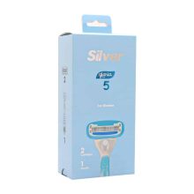 خودتراش تیغ 5 لبه گلوریا زنانه آبی + 2عدد یدک  ـ سیلور