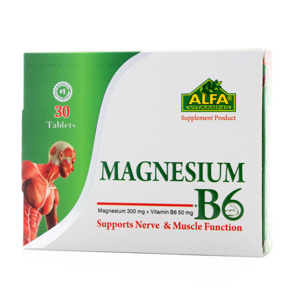 88372-00 منیزیم ب 6 قرص 1000 واحد آلفا ویتامینز 30 عددی ـ آریان سنا - Image 1